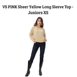 VS PINK Sheer Yellow Long Sleeve Top – Juniors XS - Lightweight